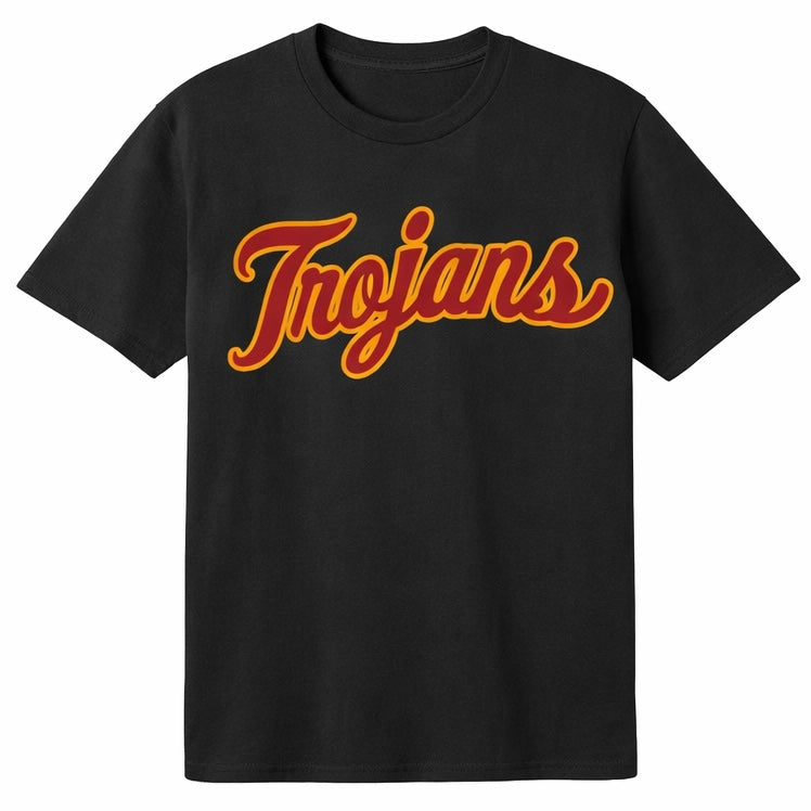 Trojans Retro Script Tee - Black