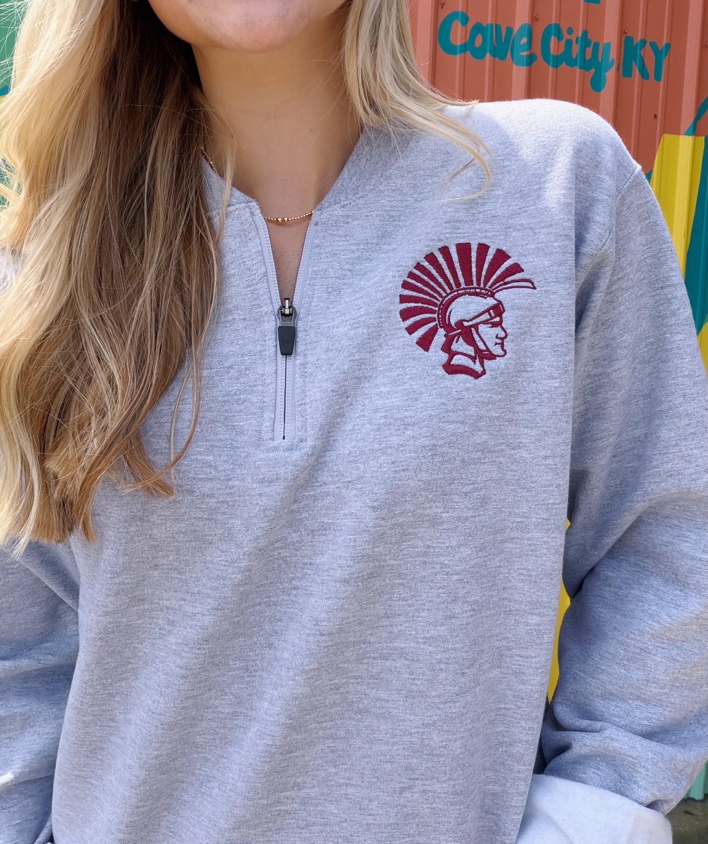 Barren Trojan Embroidered 1/4 Zip Sweatshirt