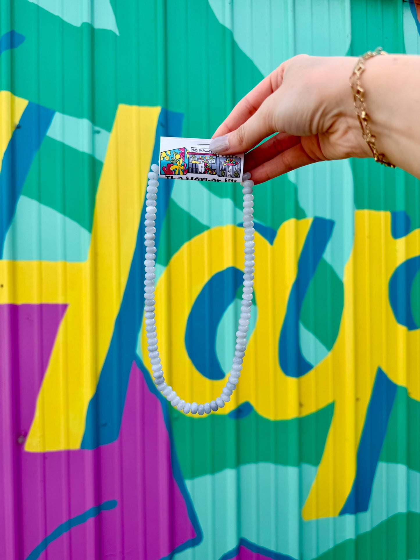 Rondelle Beaded Necklace - Opalite