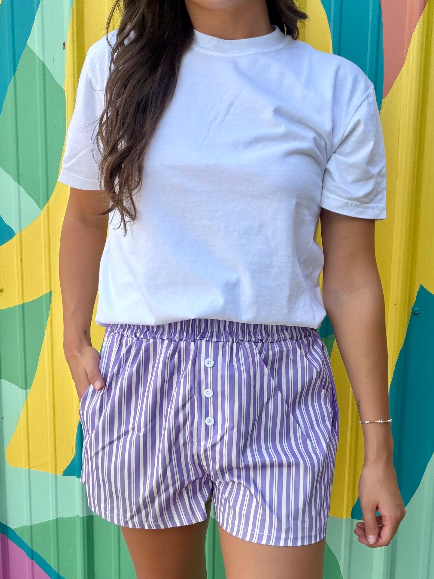 Comfy Striped Boxer Shorts: Lavender