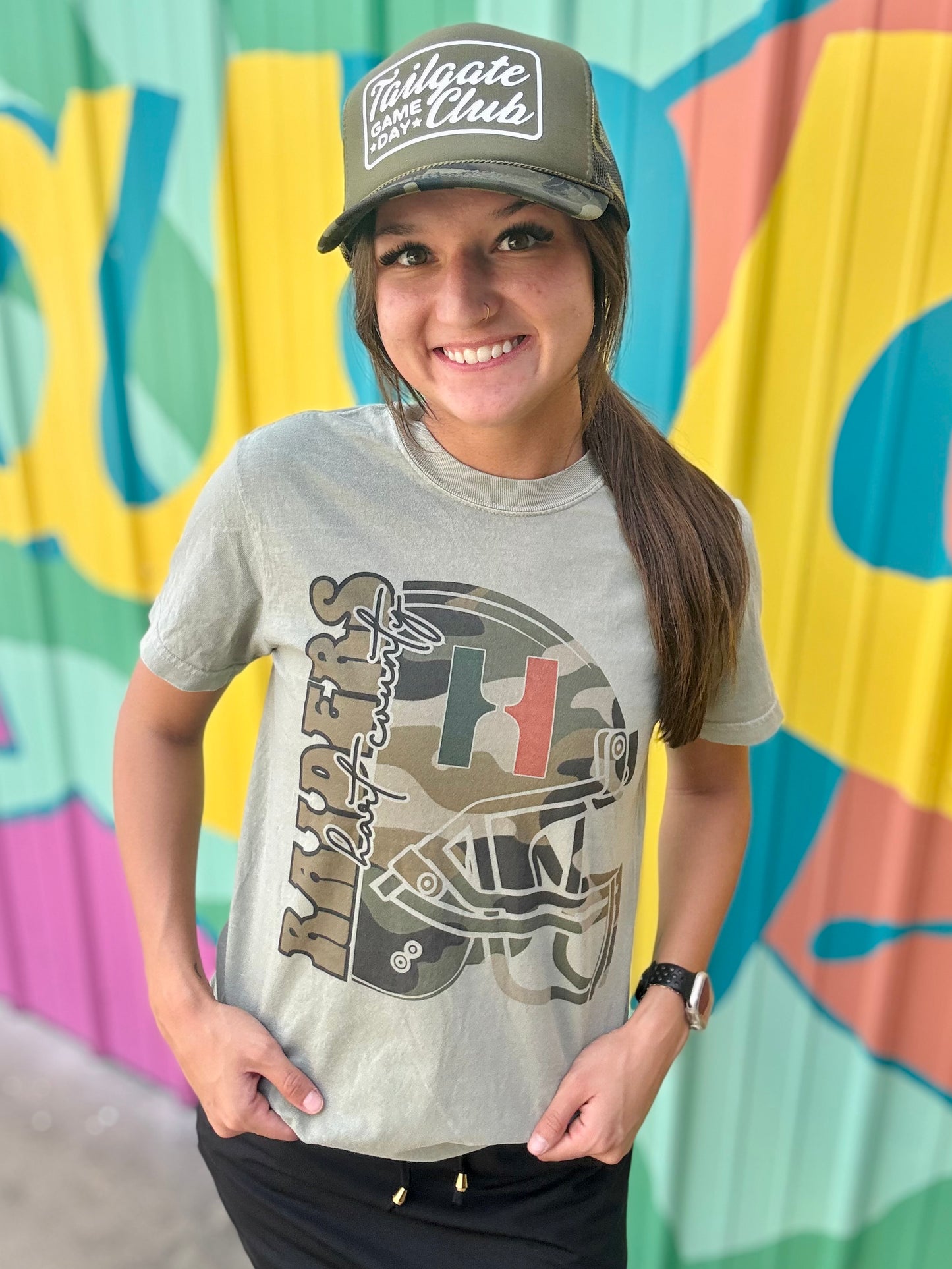 Camo Raiders Football Comfort Color Tee
