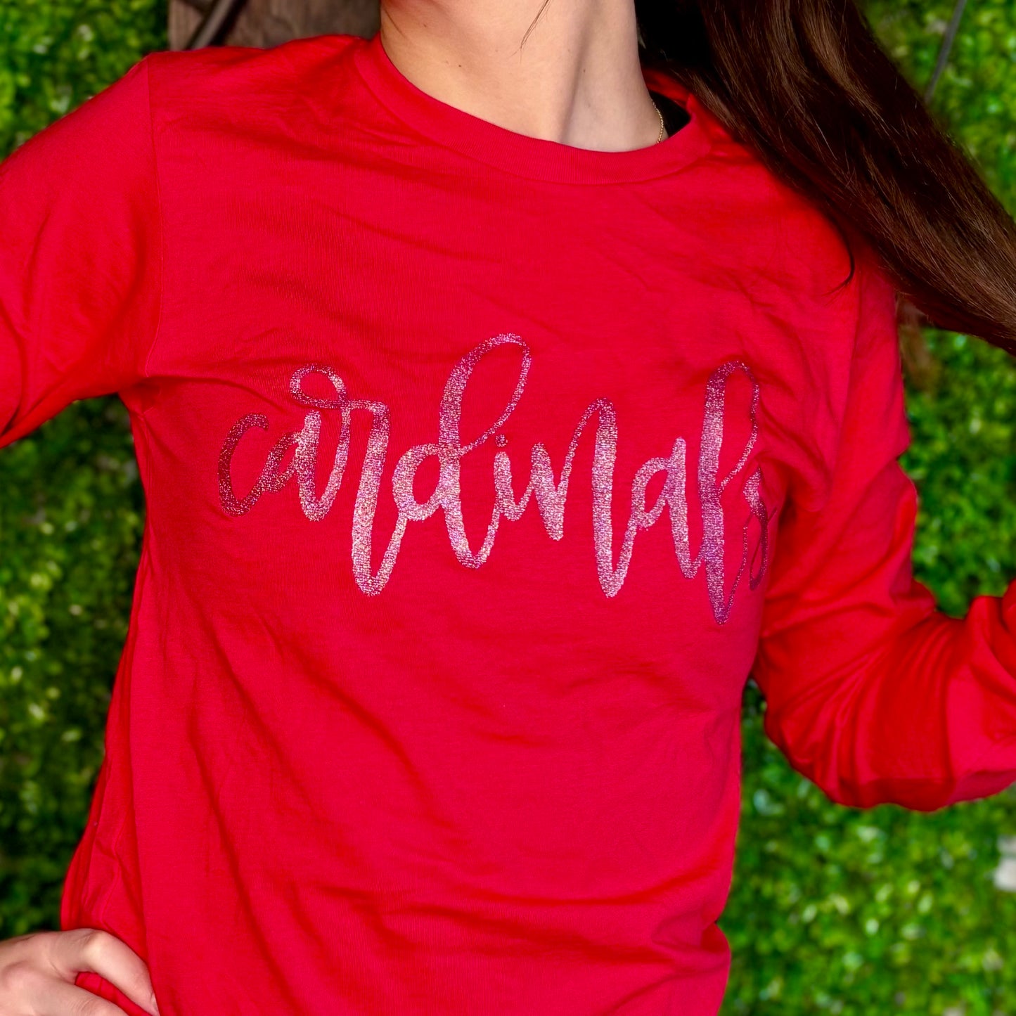 Cardinals Glitter Long Sleeve Tee