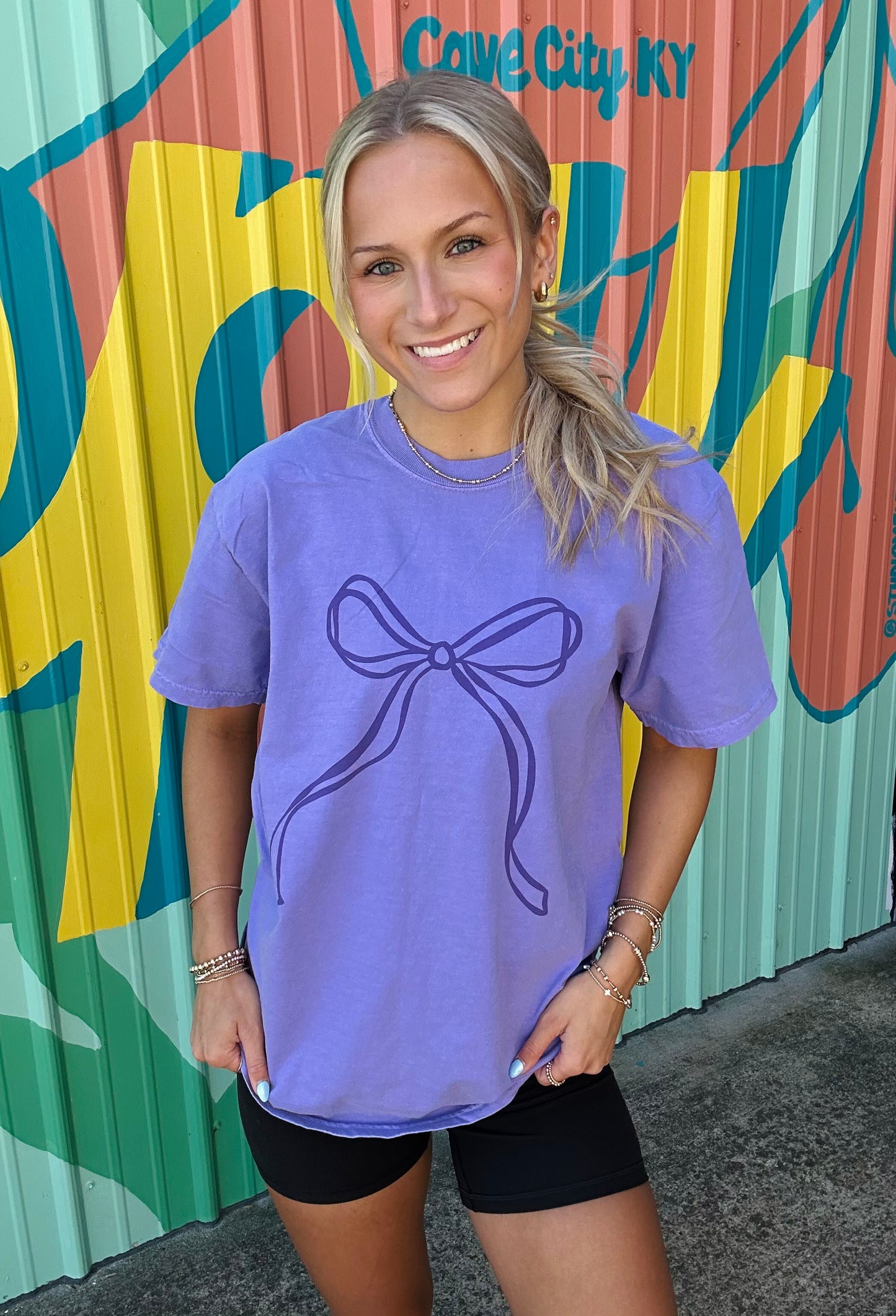 Purple Bow Comfort Colors Tee