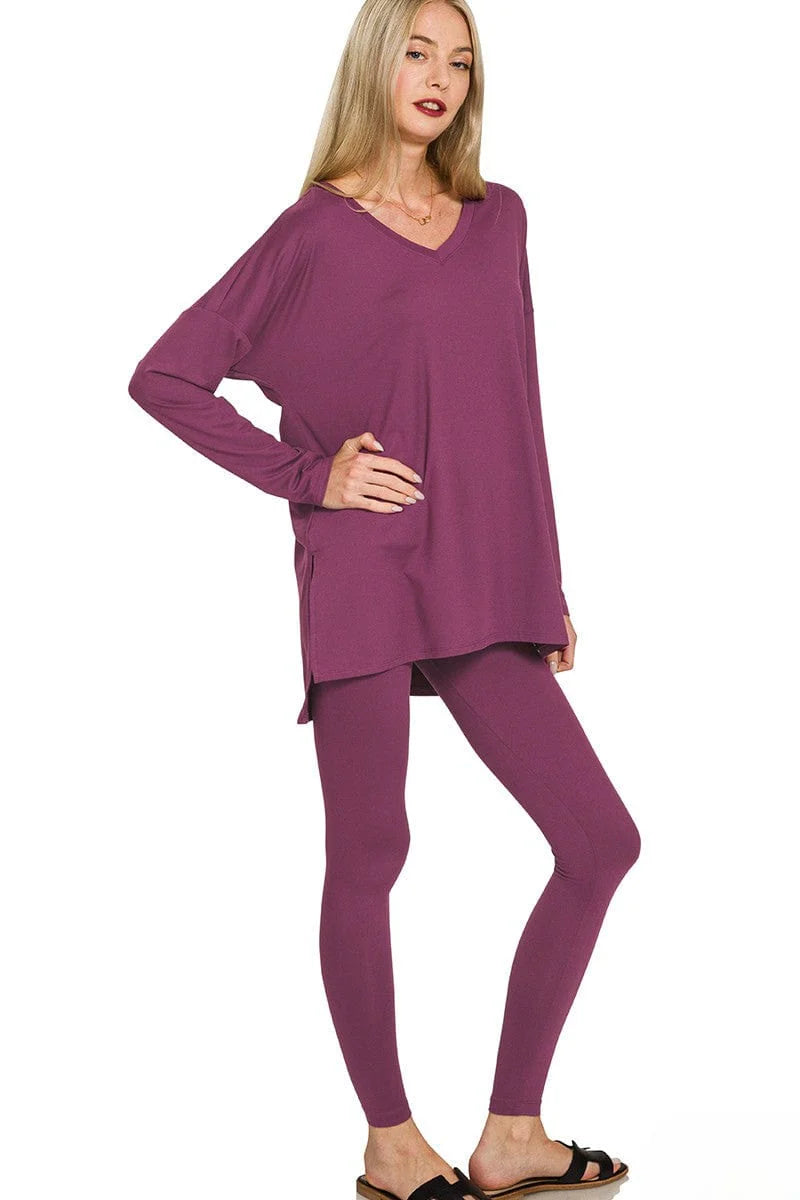 Women’s Grape Matching V-Neck Set