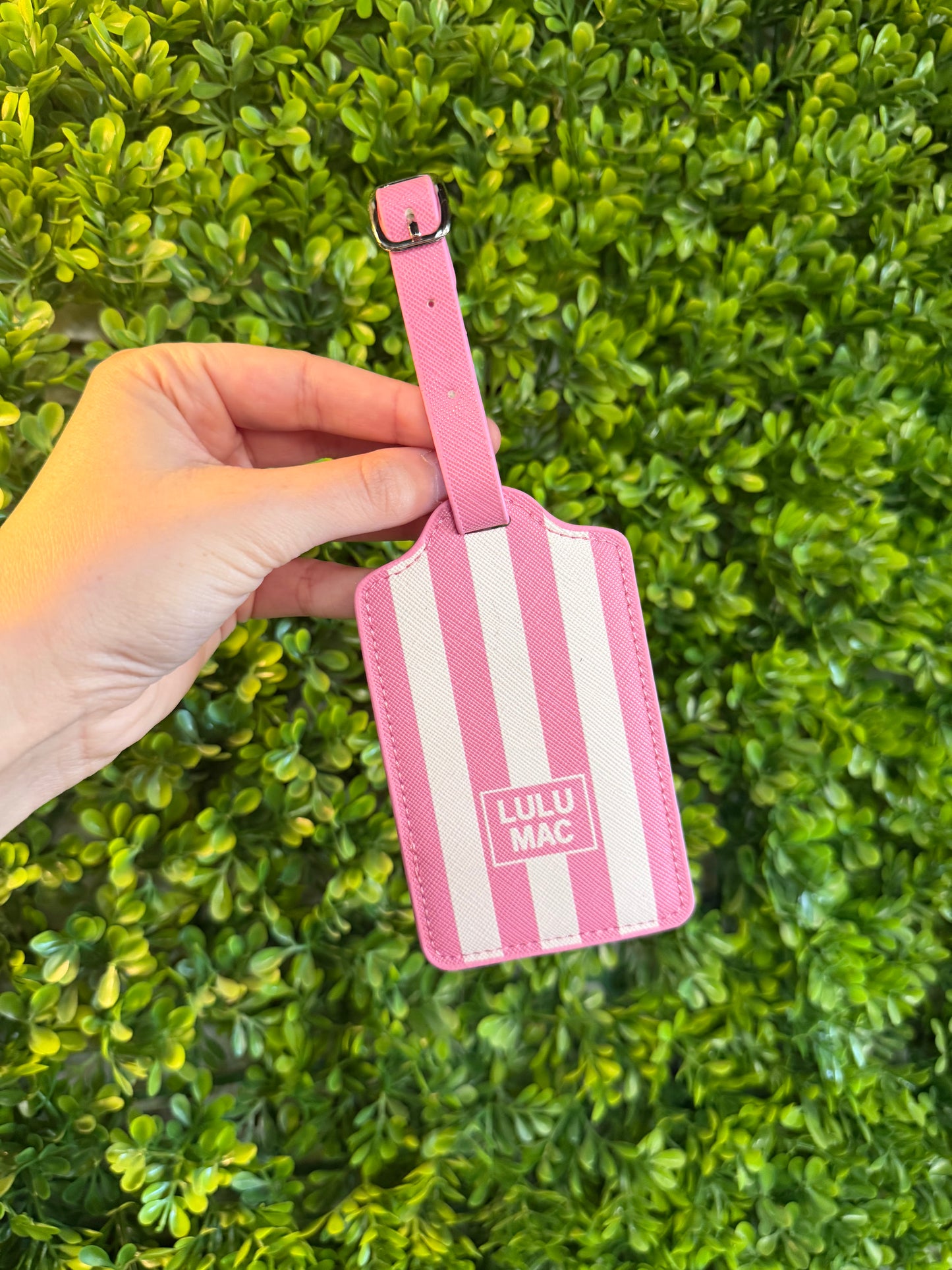 LuluMac Luggage Tag - Pink & White Stripe