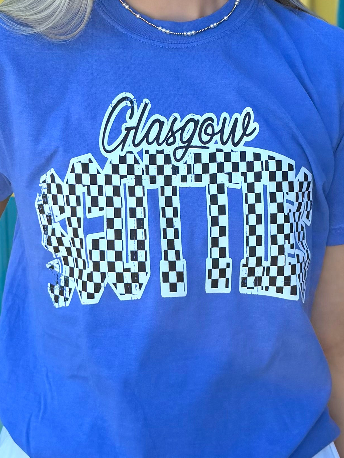 Checkered Glasgow Scotties Comfort Color Tee - Blue (Adult & Youth)