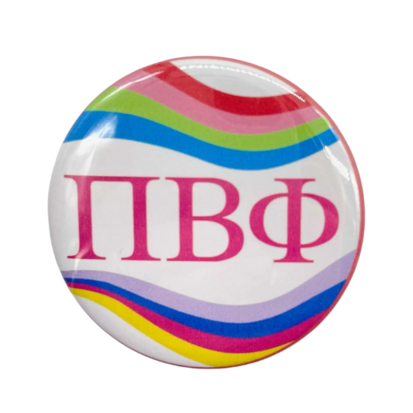 Sorority Button - Retro Wave Design: 3" Round / Pi Beta Phi