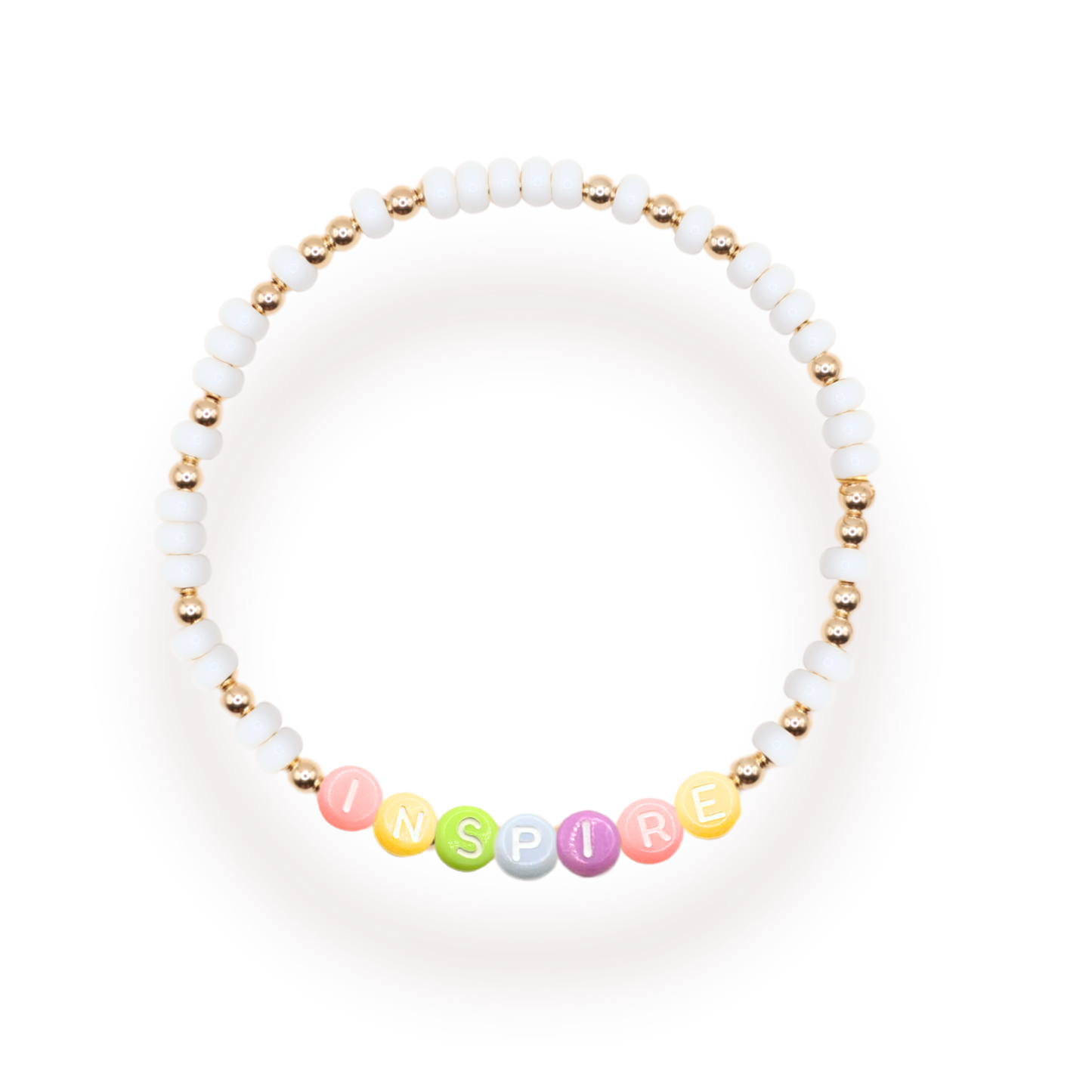 Inspire Rainbow Letter Bracelet: Standard 6.75 inch / White Sprinkle