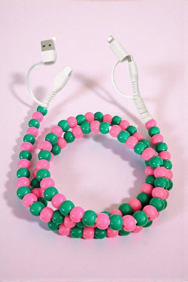 Pink and Green Beaded Charger