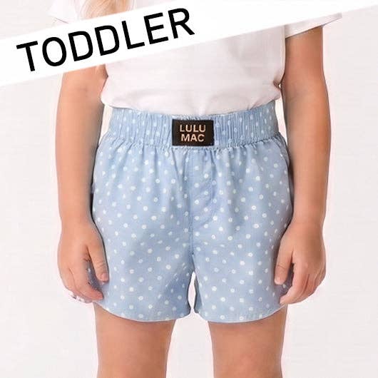 TD-SH-1010 Light Blue Mini Polka Dot TODDLER SHORT: Light Blue / 4T