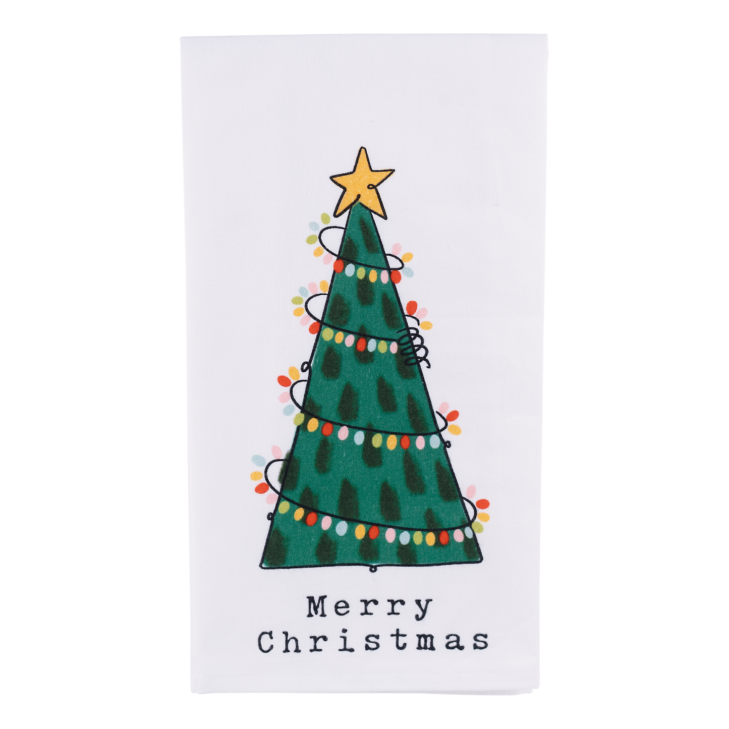 Merry Christmas Twinkle Light Tea Towel - Holiday Decor