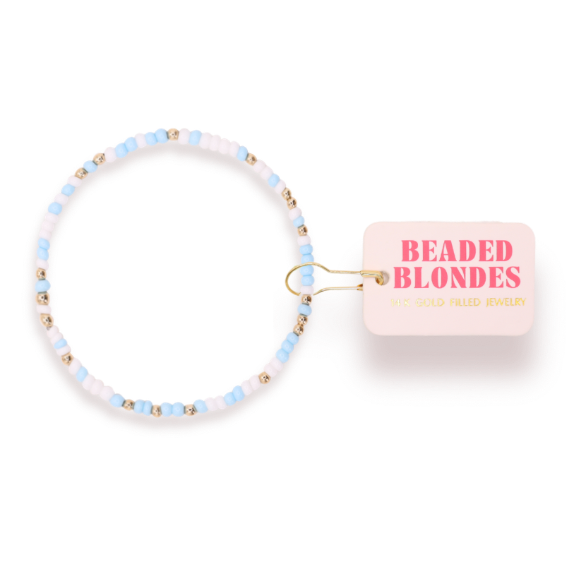 Powder Blue & Luster White Sprinkle Bracelet: Standard 6.75 Inch