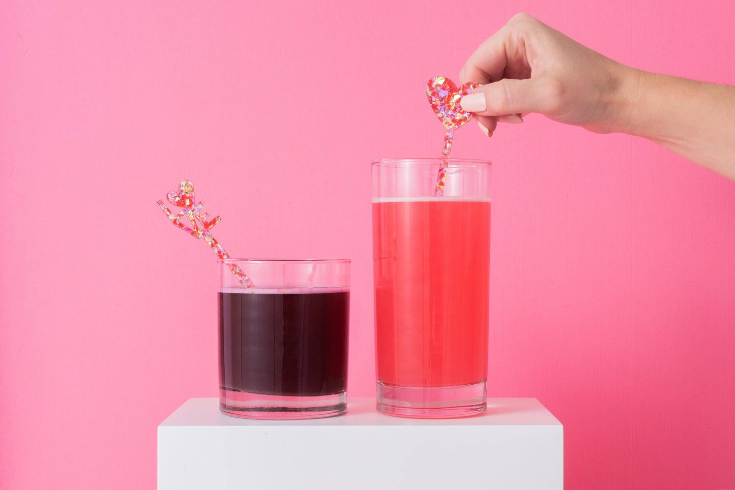 Stir Stick Set - Love - Red Confetti - 4 Piece Set