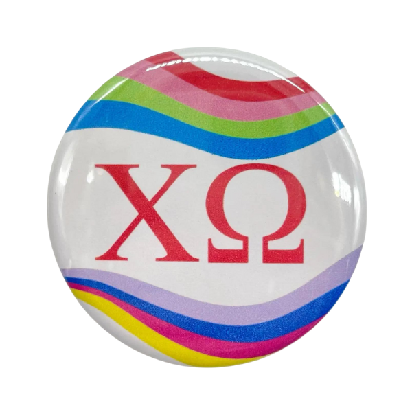 Sorority Button - Retro Wave Design: 3" Round / Chi Omega