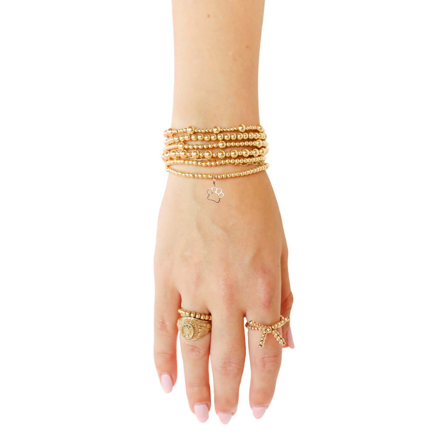 Gold Paw Charm Bracelet: Standard 6.75 inch