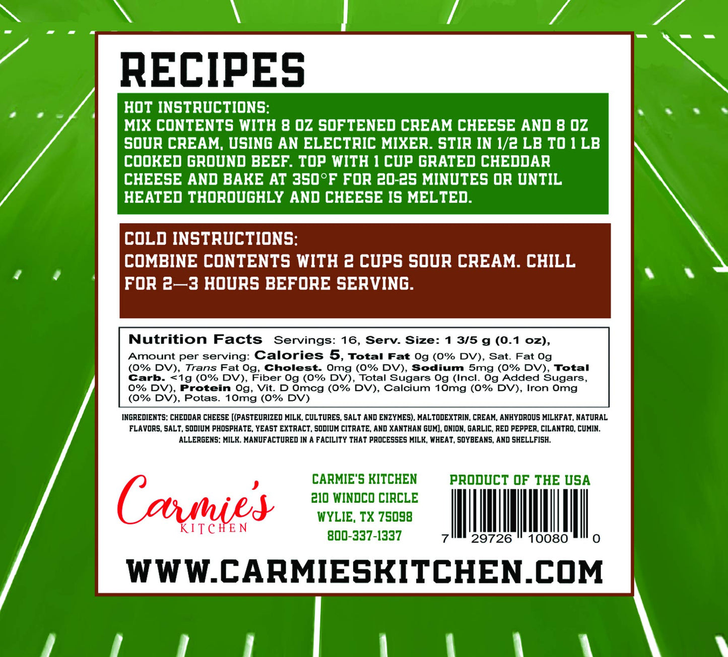 Red Zone Taco Dip Mix - Game Day Collection