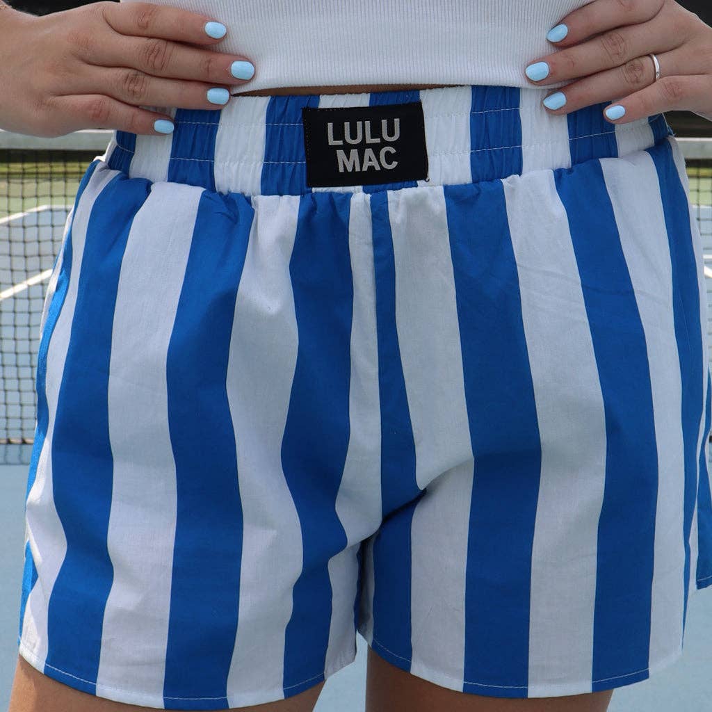 Lulu Mac Stripe Shorts - Royal Blue & White