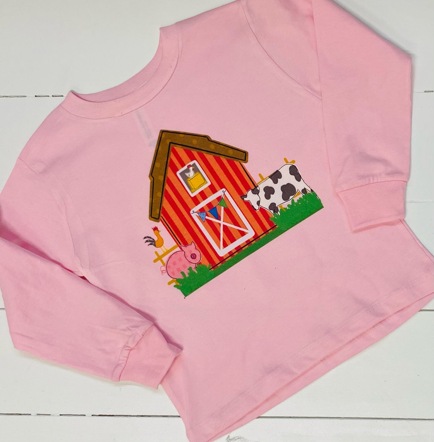 Barn Buddies Pink Long Sleeve Toddler Tee