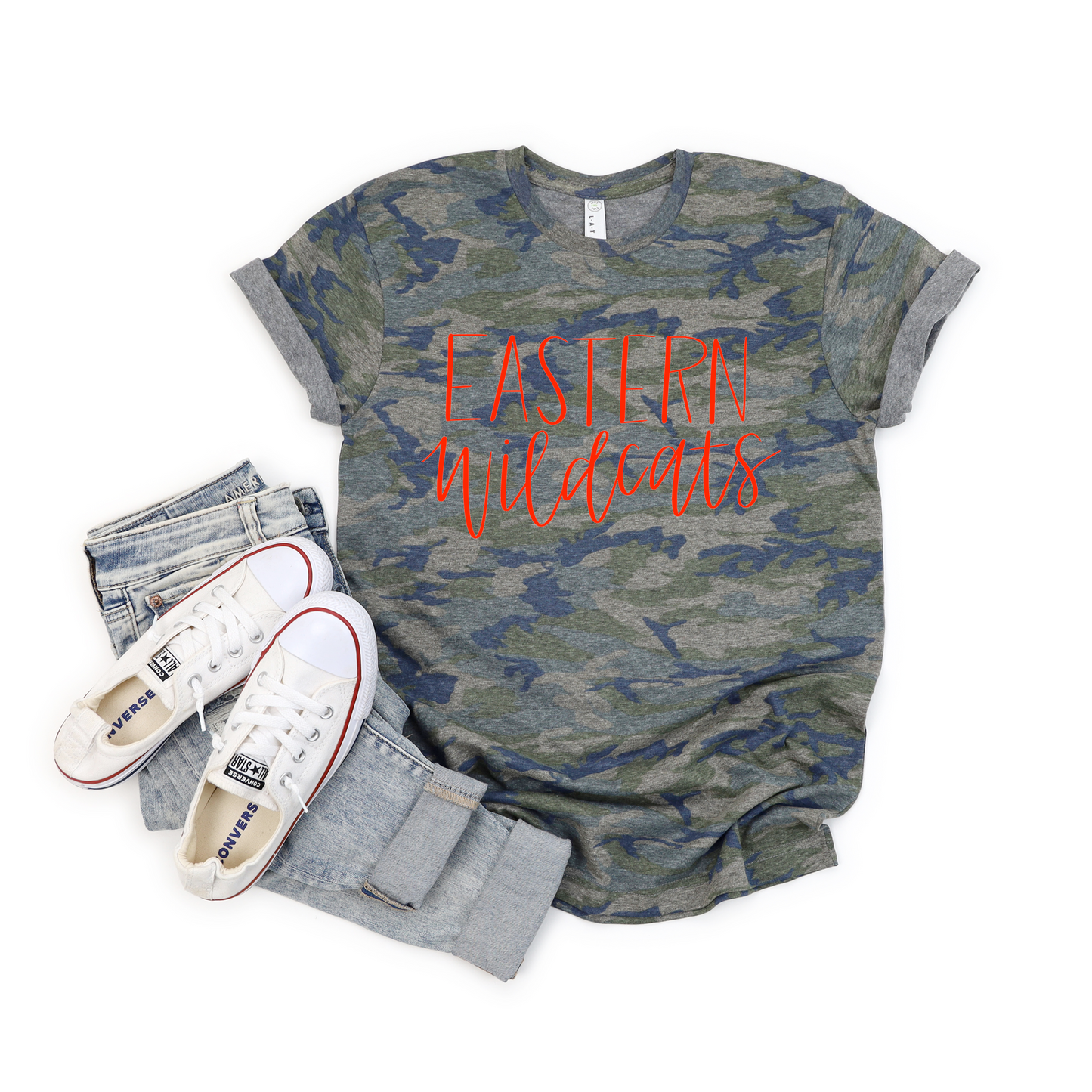 Eastern Wildcats Hand Lettered Camo Tee (Youth & Adult)