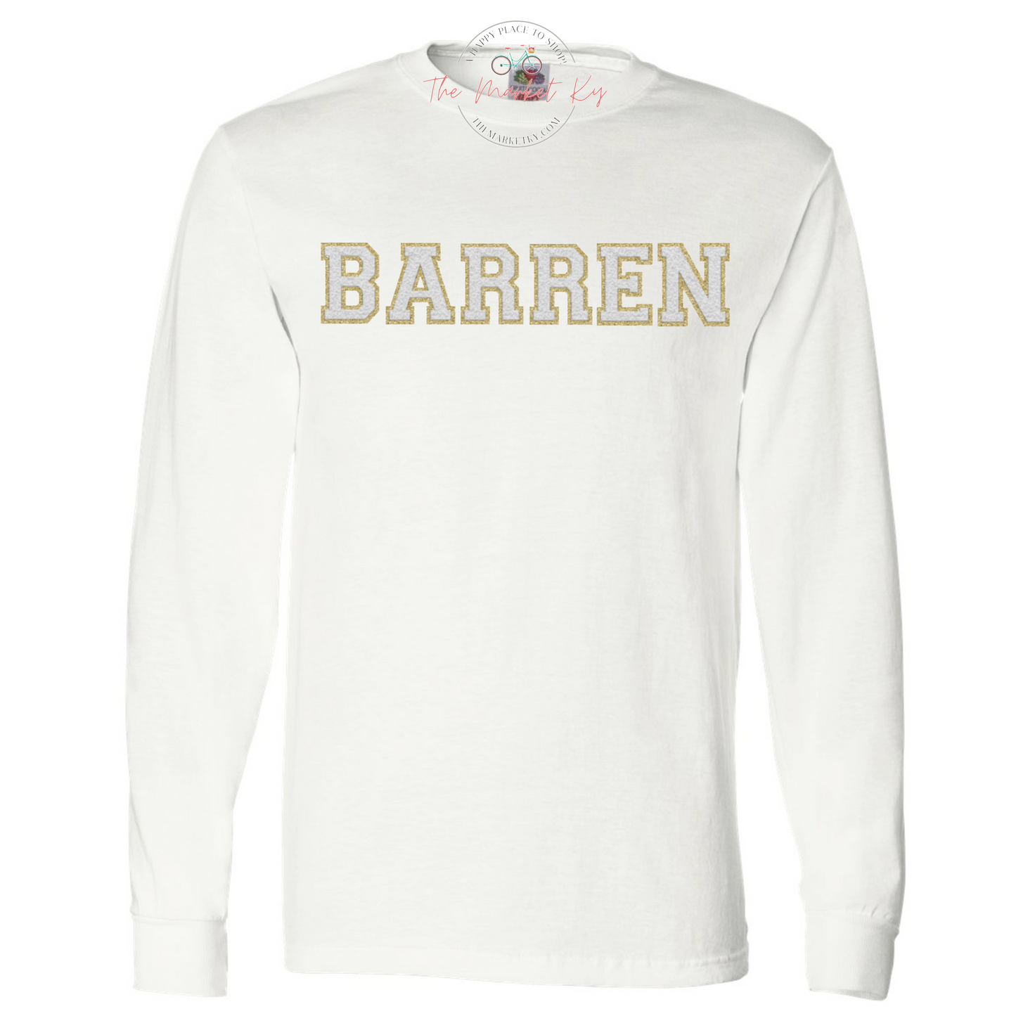 Barren Faux Chenille Long Sleeve Tee (Youth & Adult)- White
