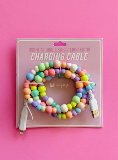 Dual Lightening Charging Cable Phone Chargers, USB: Pink
