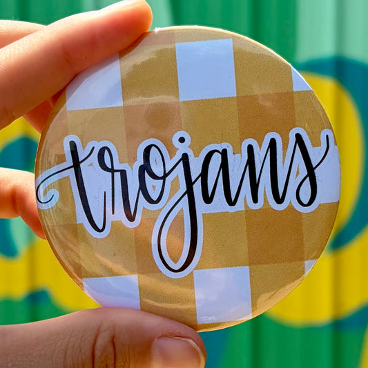 Trojans Gingham Button