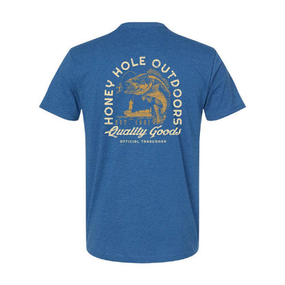 Short Sleeve Tee - Bass n Boat - Heather Cool Blue