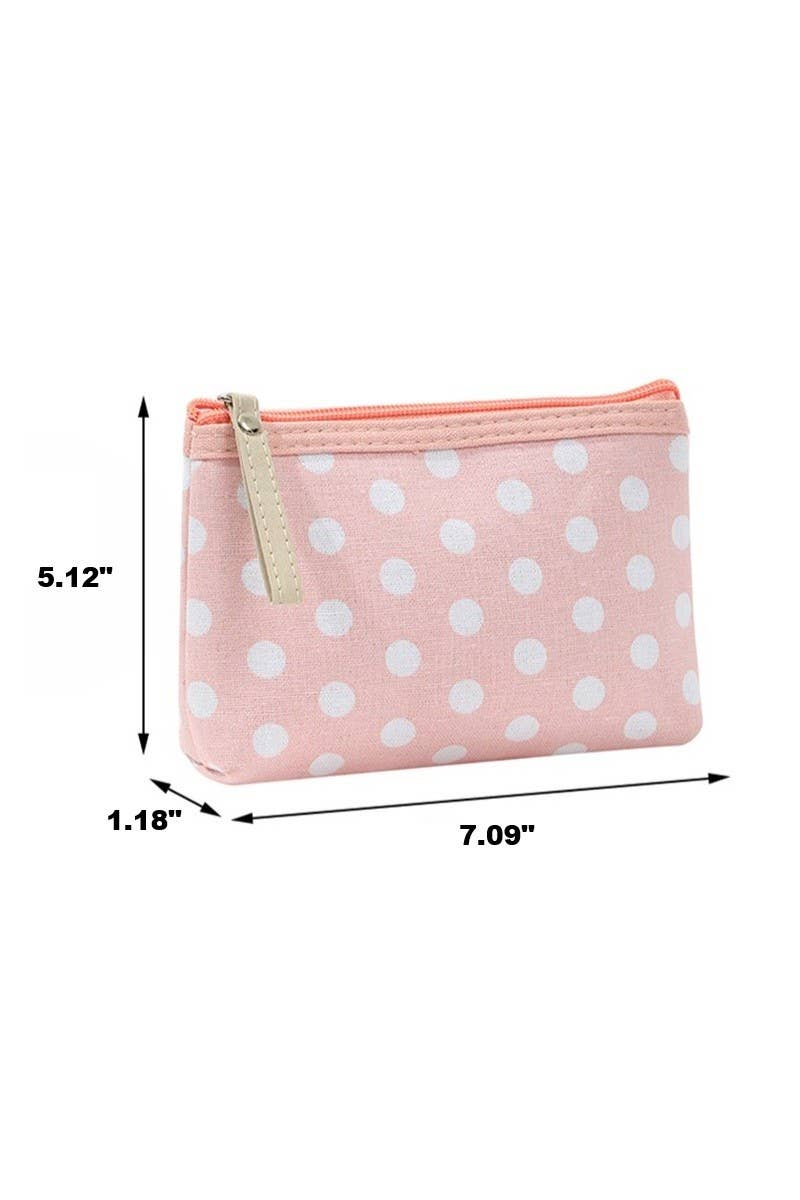 Polka Dot Cosmetic Clutch: Light Pink