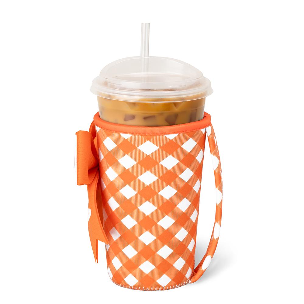 Gameday Gingham Orange Swig Iced Cup Coolie (Medium)