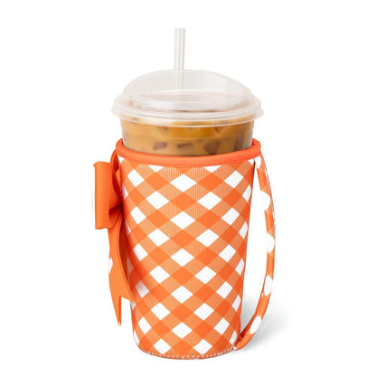 Gameday Gingham Orange Swig Iced Cup Coolie (Medium)