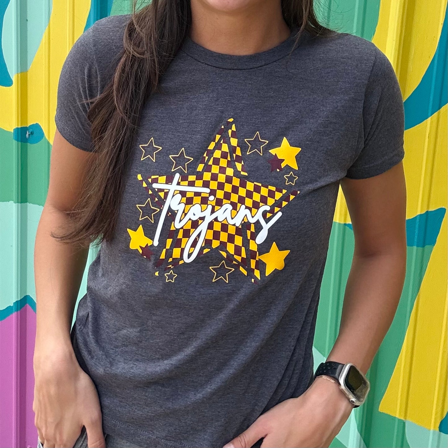 Trojans Checkered Star Tee (Youth & Adult)