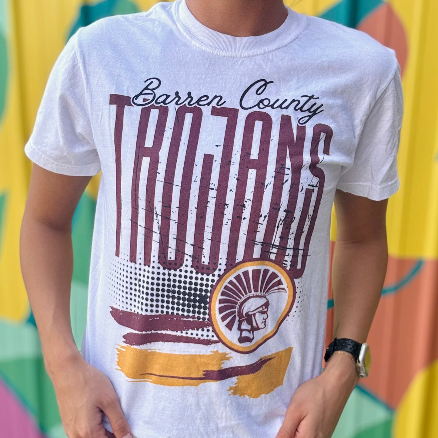 Barren County Trojans White Comfort Colors Tee