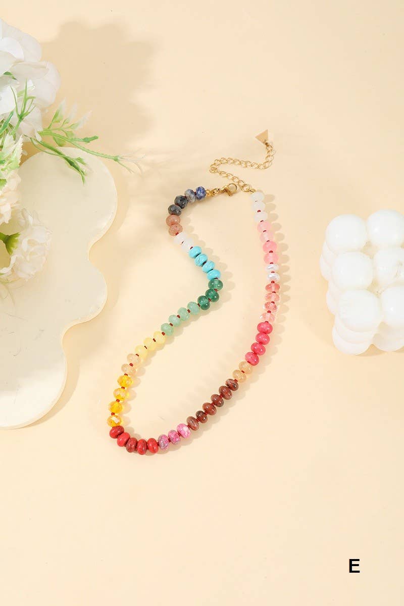 Trendy Natural Agate Gemstone Necklace: Multi Color