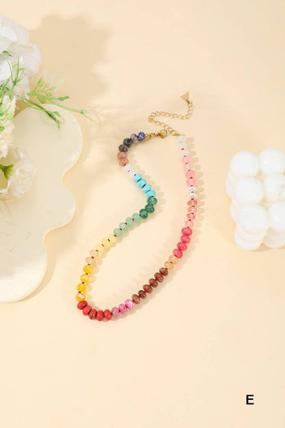 Trendy Natural Agate Gemstone Necklace: Multi Color
