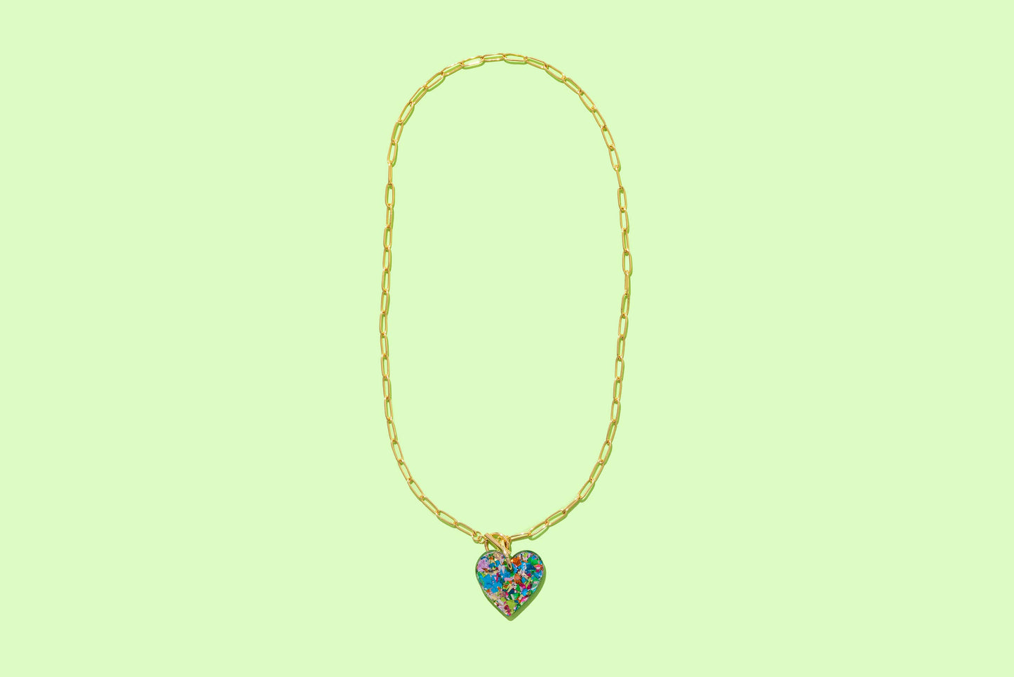 Chain Necklace - Heart - Colorful Confetti