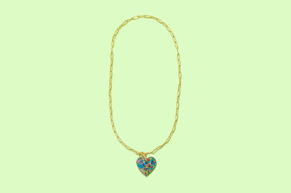 Chain Necklace - Heart - Colorful Confetti