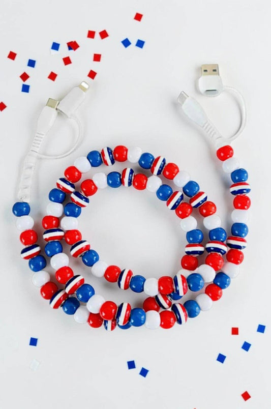 Updated Red White and Blue Beaded Charger
