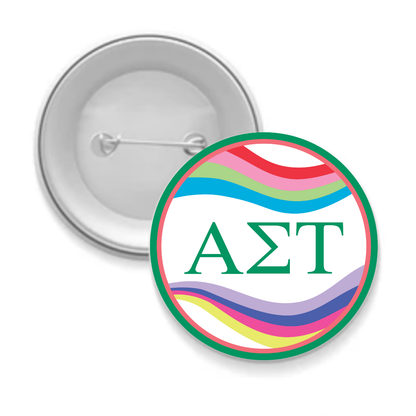 Sorority Button - Retro Wave Design: 3" Round / Pi Beta Phi