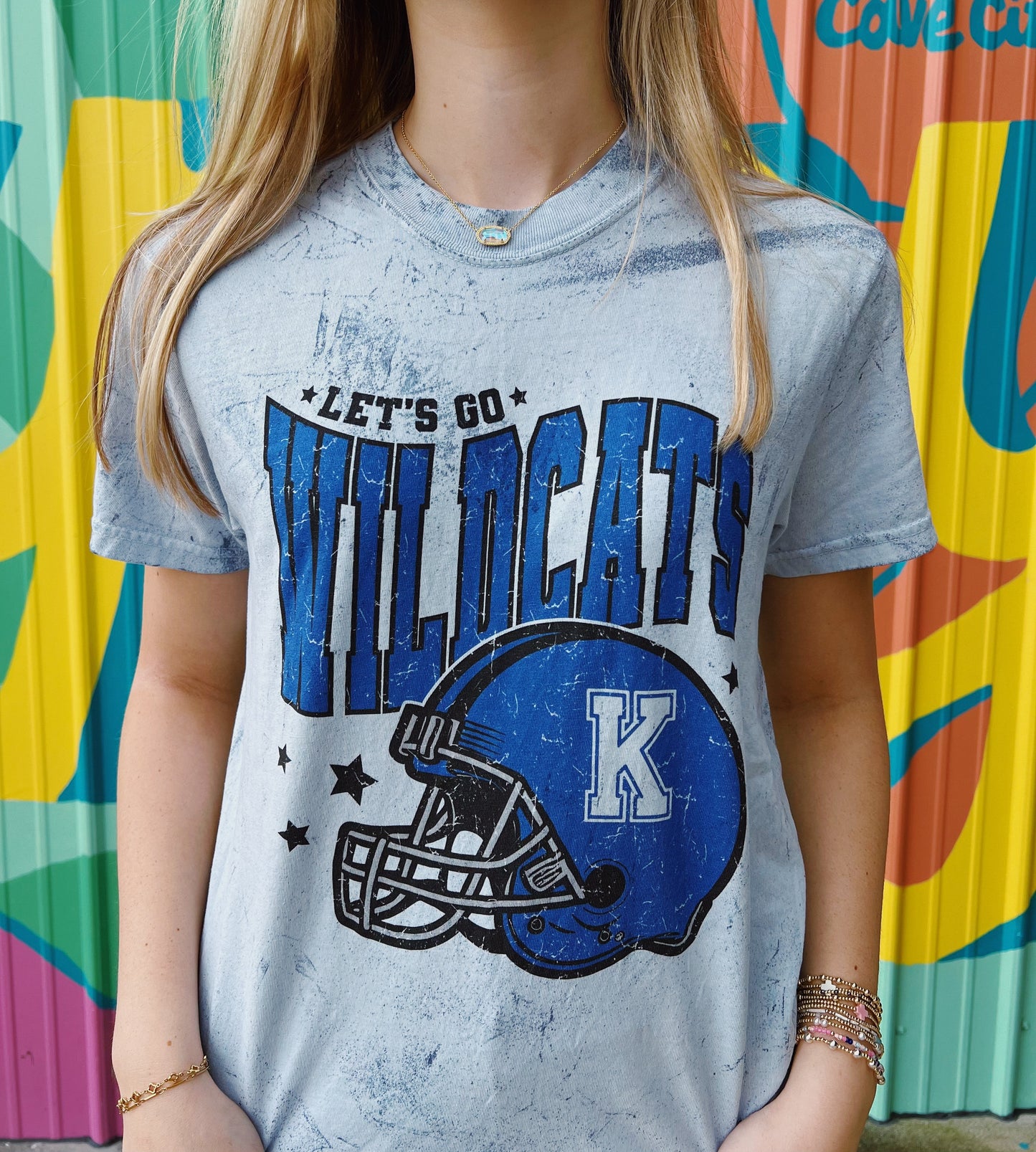 Let’s Go Wildcats Football Acid Wash Comfort Colors Tee