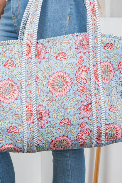 Floral Quilted Tote Bag
