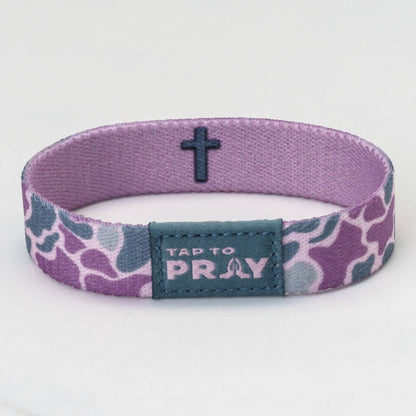 Tap To Pray® Wristband – River Rock Camo - Lilac: Small