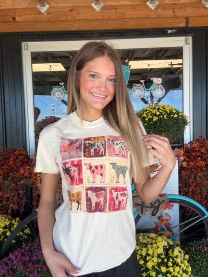 Colorful Cows Collage Comfort Colors Tee