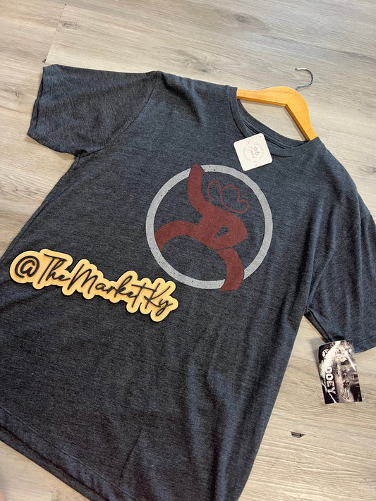 Hooey Men’s “Roughy 2.0” Charcoal Crew Neck Short Sleeve with Grey/Maroon Logo