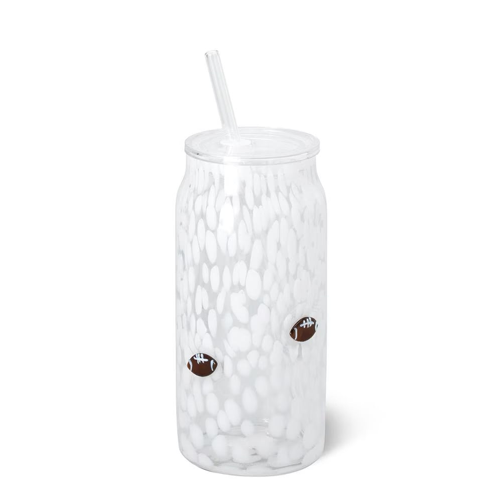White Football Swig Charm Glass 23oz
