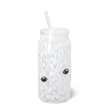 White Football Swig Charm Glass 23oz