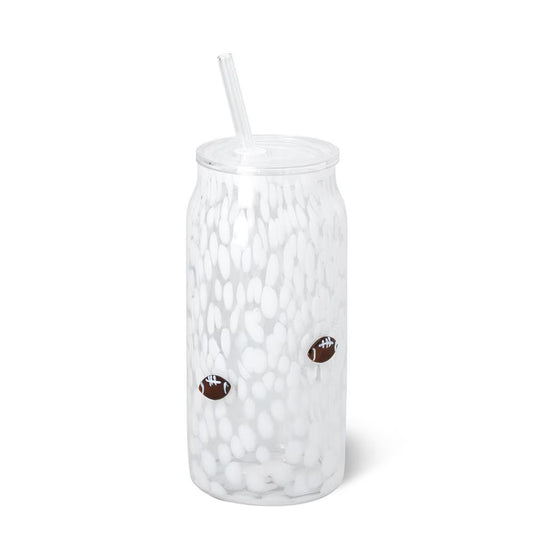 White Football Swig Charm Glass 23oz