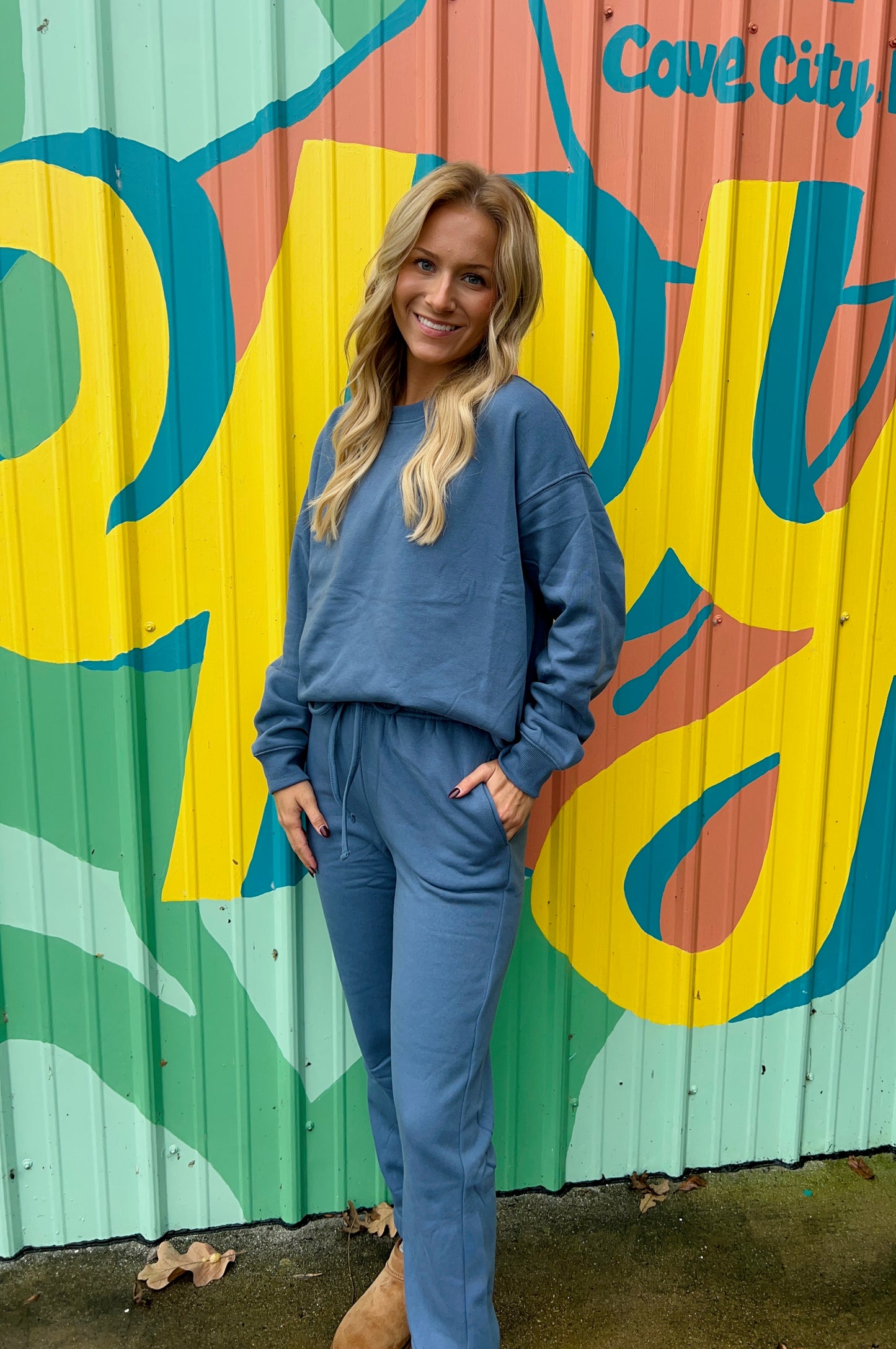 Dusty Blue Long Sleeve Matching Set