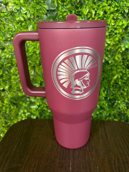 Trojans Engraved Stainless Steel Tumbler w/ Handle