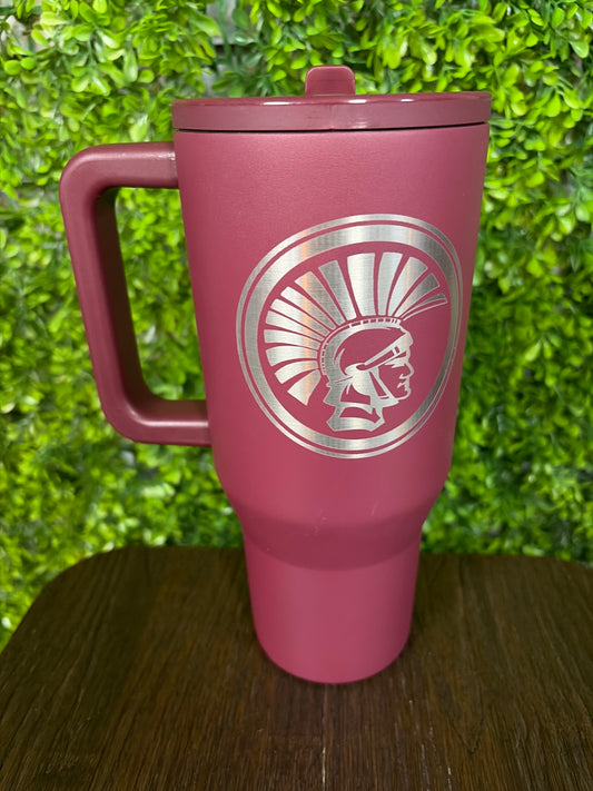 Trojans Engraved Stainless Steel Tumbler w/ Handle