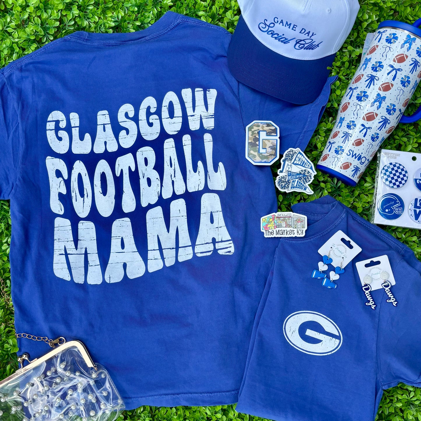 Glasgow Football Mama Front/Back Pocket Print Comfort Colors Tee